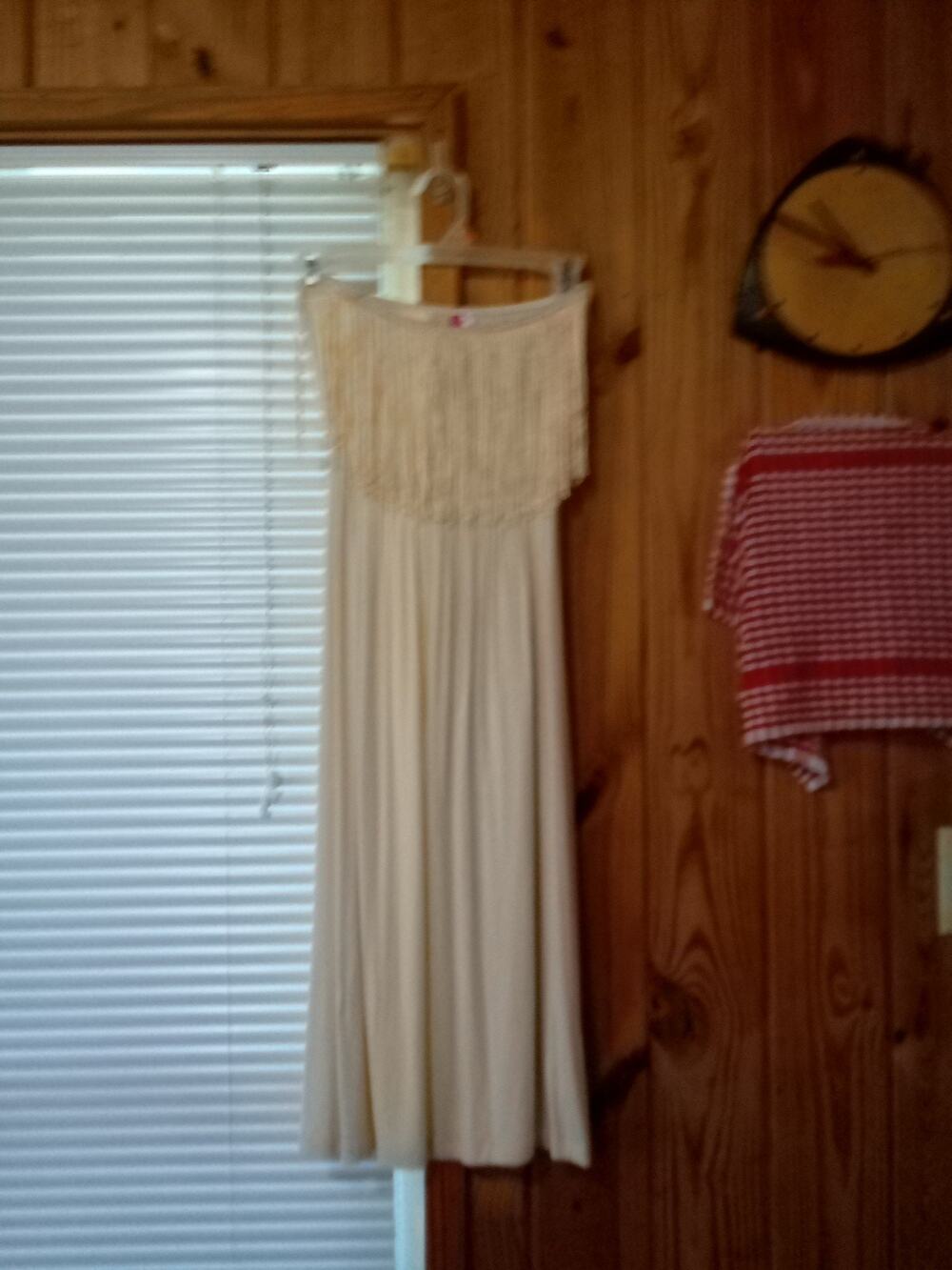 Christina Love Sleeveless Ivory M Dress With Fringe